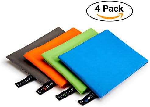 ECOdept Microfiber Travel Towel - Large 52" x 32" Free Hand/Face Cloth in Gift Box - Super Fast Quick Dry - Antibacterial - Best Backpacking, Beach, Camping, Gym, Swimming Sports (4 Pack)