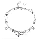 Pesily Silver Anklets Pearl Beach Ankle Bracelet for Women Girls Minimalist Fashion Simple