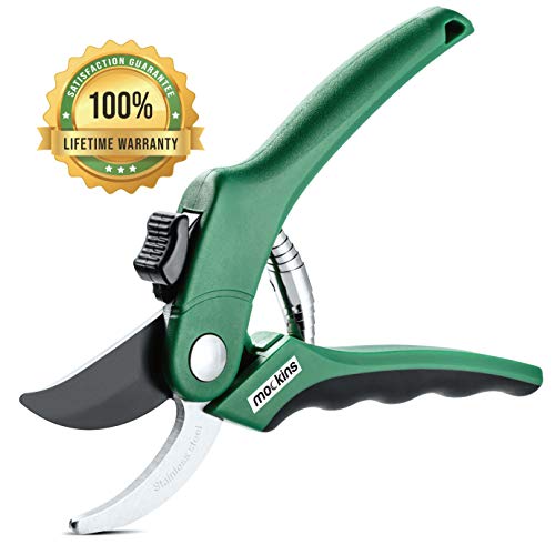 Mockins Professional Heavy Duty Garden Bypass Pruning Shears, Tree Trimmers Secateurs, Hand Pruner, Stainless Steel Blades | 8 mm Cutting Capacity
