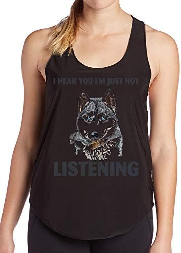 I Hear You I'm Just Not Listening Siberian Husky Dog Birthday Gift Funny Women's Tank - top tee