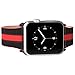 Apple Watch Pebble Leather Dual Material Band, Poetic [Premium Leather] Apple Watch 42mm Replacement BandNEW [Volante] - Premium Material Pebble Leather with Quilted Leather and Red Sport Stitching Design and Wide Band with Integrated Metal Clasp for Apple Watch 42mm (2015) - Black/Red (3-Year Manufacturer Warranty From Poetic)