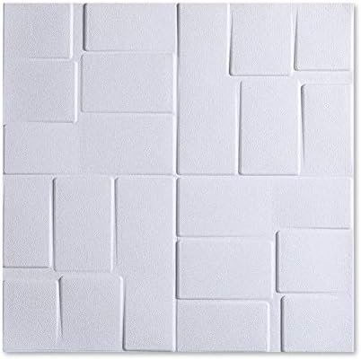 3d壁紙 立体壁紙 防水 防音 信用 3d石レンガ効果 壁紙 カット可能 自己接着 ウォールステッカー テレビの壁の背景 はがせる壁紙 White Color ダイニングルーム リビングルーム ベッドルーム 50pcs Size