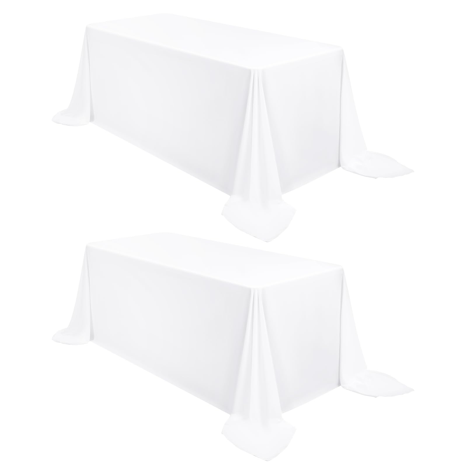 FXKS 2 Pack White Tablecloth 229 x 335 cm, Rectangle 8 FT Table Cloth, Stain and Wrinkle Resistant Washable Polyester Table Cloth for Dining Table, Buffet Parties and Wedding