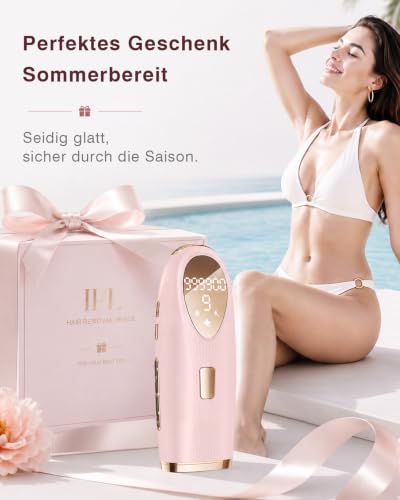 TIIMAGIC IPL Geräte Haarentfernung – 5℃ Eiskühlkontakt Schmerzfreie Haarentfernungsgerät zu Hause und Langanhaltende Ergebnisse, 86% Haarreduktion in 3 Wochen für Körper Gesicht Bikini Achseln Beine