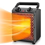 Space Heater - TRUSTECH Portable Heater with Adjustable Thermostat & Overheat Protection, Ceramic Electric Heater for Home, Office and Indoor Use, 3 Quiet Settings & Easy-Grip Carry Handle, 750W/1500W