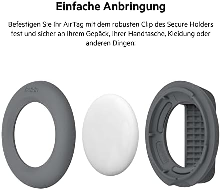 Apple AirTag Hülle mit Clip, Secure Holder Schutzhülle mit Schlüsselanhänger, Schlüsselring, Zubehör mit Kratzschutz – Dunkelgrau