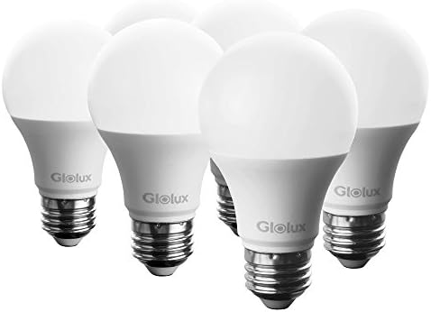 Glolux A19 LED Light Bulb, 60 Watt Equivalent, E26 Base Daylight 9 Watt Pack of 6