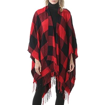 Zando Womens Tassel Plaid Ponchos Fashion Open Front Blanket Shawls for Women Soft Classic Vintage Ponchos Gifts Zando Womens Tassel Plaid Ponchos Fashion Open Front Blanket Shawls for Women Soft Classic Vintage Ponchos Gifts