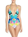 Women's Sexy Deep V Neck One Piece Swimwear Bikini Monokini Beachwear (FBA)