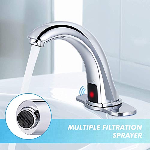 Touchless Bathroom Sink Faucet - Automatic Sensor Faucet With Temperature Mixer, Chrome Or Black