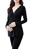 Smallshow Women's Maternity Nursing Pajamas Breastfeeding Nursing Top and Pant