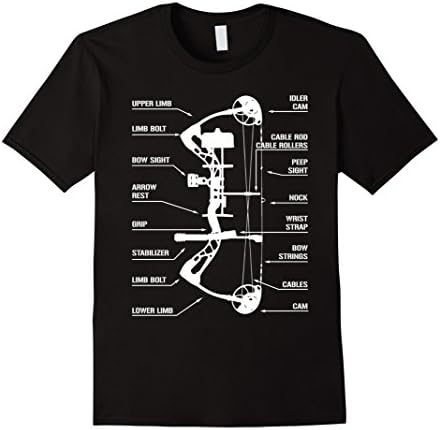 Mens Compound Bow Archery Hunting Anatomy T Shirt - Funny Bow Large Black