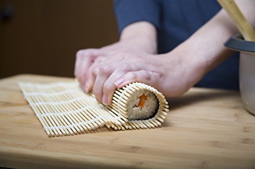 BAMBOOWORX Sushi Making Kit - Includes 2 Sushi Rolling Mats, Rice Paddle, Rice Spreader |100% Bamboo Sushi Mats and Utensils.