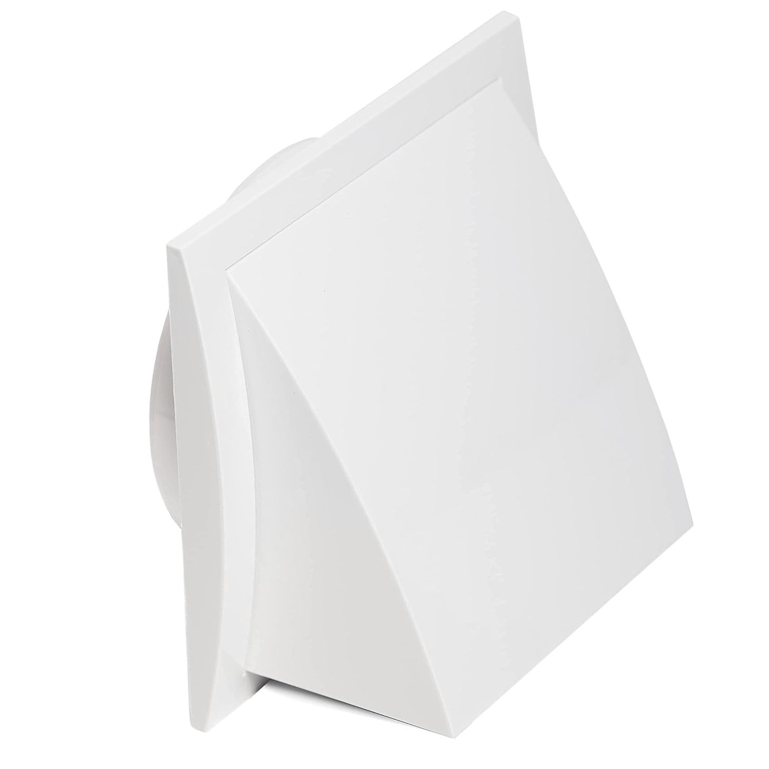 Steinberg14 White 150mm / 6'' Plastic Cowled Hooded Air Ventilation Wall Grille with Round Spigot and Wind Baffle Backdraught Shutter