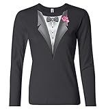 Buy Cool Shirts Ladies Tuxedo Pink Flower Black Long Sleeve Shirt