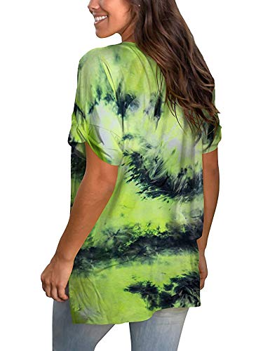 Vrouwen Tie Dye T Shirt V-hals Zomer Gedrukt Tops Dames Korte Mouw Blouse Tuniek Top Causale Losse Tee Shirts - Image 4