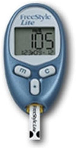 Abbott Blood Glucose Meter Kit FreeStyle Lite 5 Seconds Stores Up To 400 Results, 7-, 14-, and 30-Day Averaging No Coding