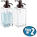 mDesign Liquid Hand Soap Glass Dispenser Pump Bottle for Kitchen, Bathroom | Also Can be Used for Hand Lotion & Essential Oils - Pack of 2, Square, Clear/Bronze