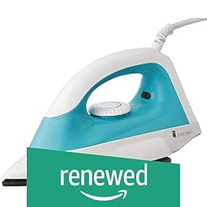 (Renewed) Amazon Brand – Solimo 1000-Watt Dry Iron (White and Turquoise)