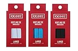 Laceez Kids 3-Packs: (XS: Kids Shoe 8 to 9.5) Black White Blue - Flat Premium No Tie Shoelaces For Casual, Athletic and Lifestyle Sneakers