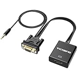VicTsing HDMI to VGA Adapter with Audio Cable, HDMII Female to VGA Male Adapter Converter with 3.5mm Audio Cable and Micro USB Charging Cord for DVD Player, Tablet PC, Digital Camera, SLR Camera