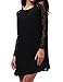 Bepei Women Lace In Point Black Lace Shift Dress Black 2XL