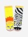 Pals Lion & Zebra Crazy Mismatched Socks - Cool Wild Animal Designs with Non-Slip Sole for Kids