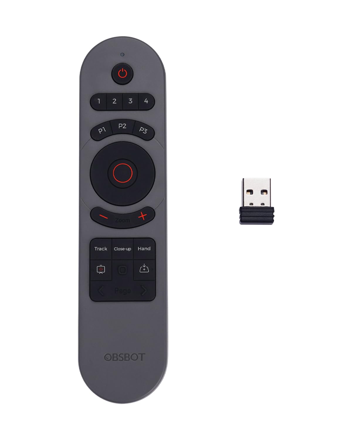 OBSBOT Tiny Series Remote Control, Smart Remote for Tiny 3/Lite, Tiny 2/ Lite,Tiny SE,Tiny 4K/1080P Webcam, Wireless Connection via USB Receiver, Combination of Remote Control and Presentation Clicker