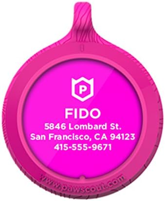 Personalized Pawscout Smart Tag for Dogs and Cats - Pink with 233C Nameplate