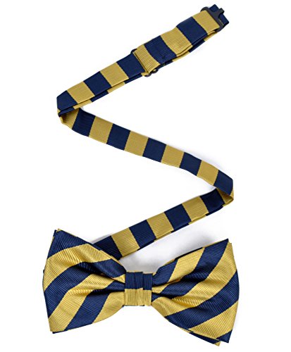 College Microfiber Striped Banded Bow Tie (Gold/Navy-3 Pieces)