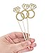 Mtlee Cupcake Topper Gold Glitter Mini Diamond Ring Cakes Toppers (35 Pack)