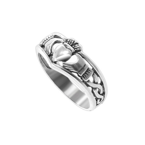 Gem Avenue Sterling Silver Irish Claddagh Love Heart Friendship Ring
