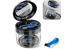 LOEVCC Denture Cups for Soaking Dentures with Strainer Basket, Portable Denture Case Box & Retainer Cleaner Case with Denture Brush and Mirror, No-Leak Denture Holder for Travel (Black)