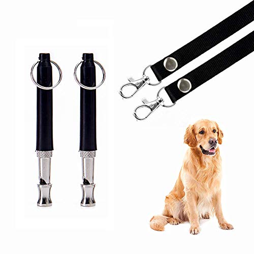 Mumu Sugar Dog Whistle to Stop Barking, Adjustable Pitch Ultrasonic Training Tool Silent Bark Control for Dogs- Pack of 2 PCS Whistles with 2 Free Lanyard Strap