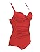 Ekouaer Women's Vintage Retro Push Up Monokini Modest One-Piece Swimwear Red Large