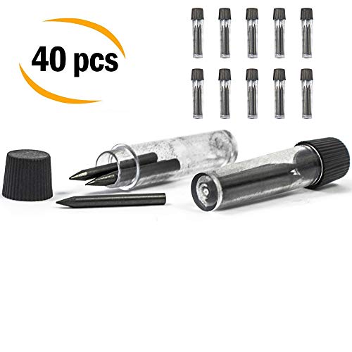 Compass Lead Refills for Geometry Compasses - 40pcs 2mm HB Graphite Replacement Leads in Refill Tubes - Best for Math, Drawing, Drafting - Essential When Learning How To Draw A Perfect Circle
