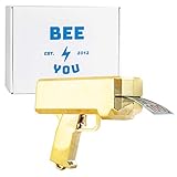 Bee You -(Premium Chrome Gold Money Gun Paper Playing Spray Money Gun Make it Rain Toy Gun, Handheld Cash Gun Fake Bill Dispenser Money Shooter with 100 Pcs Play Money