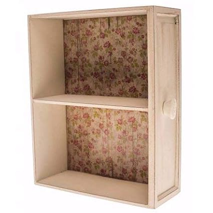 Small Wooden Wall Display Cabinet Shelf Unit Cream Shabby Chic