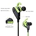 STEREO WIRELESS BLUETOOTH HEADSET-In-Ear Headphones-Loud Bass-Magnetic Power-Noise Cancelling Mic-Sweatproof for Running Gym Sports-iPhone 6s 6 SE plus Galaxy S7 S6 edge Android Phone (Green/Black)