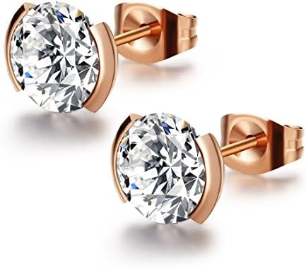 Yuaner Fashion Earring Studs Round for Women Gift Rose Gold Color