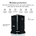 4 Side Power Strip Tower SAFEMORE with 7 Widely Outlets / 2 USB Ports, Flat Plug 6ft Charging Station for Home & Office (Black)