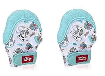 nuby soothing teething mitten with hygienic travel bag