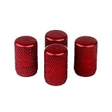 Senzeal 4X Aluminum Round Stripe Style Auto Car Truck Motocycle Bicycle Wheel Tyre Valve Caps Red