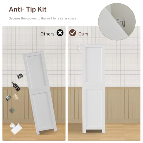 Bathroom Cabinet with 2 Drawers & 3 Adjustable Shelves, Bathroom Storage Cabinet, Cupboard for Living Room, Dining Room, Entryway, White