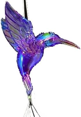 Wind Chime Unique Hummingbird Iridescent Blue (Rainbow Effect) in Flight - Wind Chime- Arcylic Multifaceted Crystal Like Globes Create Sparkles in Bright Sunlight, Indoor - Outdoor Decor 20 Inches