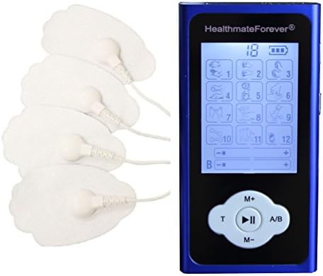 12 Modes Best Muscle Simulator tens EMS nmes Unit Machines Electric Electronic Pulse Massagers for Back Neck Shoulder Knee Legs Body Pain tmj Replacement Pads HealthmateForever Pro12abQ Blue