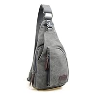 ForHe Casual Messenger Bag Canvas Shoulder Backpack Travel Rucksack Sling Bag Crossbody Purse For Hiking Camping,Gray