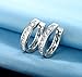 18k White Gold Plated Cubic Zirconia Simulated Diamond Hoop Earrings for Women Men
