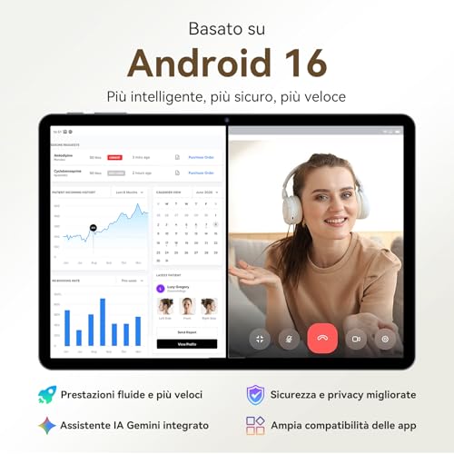 TABWEE T12Pro Android 16 Tablet con Tastiera - 2.8K BOE QHD+ Display, Tablet 11 Pollici, Helio G100, 32 GB RAM+256 GB ROM, 8000 mAh, 13 MP+8 MP, Widevine L1, Gemini AI, Tablet 4G LTE (4 Anni Garanzia)
