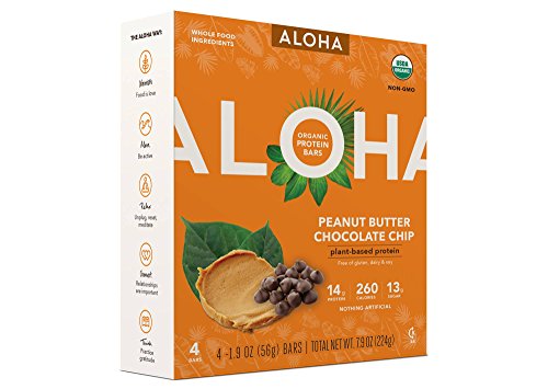 Aloha Peanut Butter Chocolate Chip Plant-Based Protein Bars 1.9ozx4( total 7.9oz)